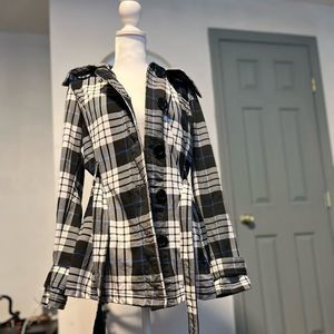 Women's Black and White Coat Size M